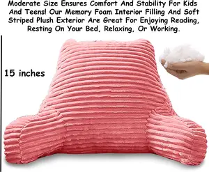 Reading Pillow Back Rest Pillow For Sitting In Bed With Arms For Kids Adults Premium Shredded Memory Foam Tv Sit Up Pillow