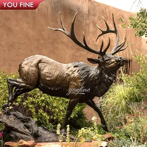 야외 정원 주조 황동 구리 엘크 동상 실물 크기 청동 사슴 조각