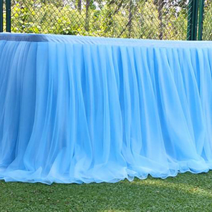 Elegante falda de mesa de satén rojo para bodas y banquetes Falda de mesa de LICRA desechable - Product Image 4