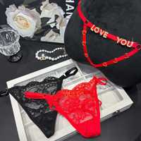 String sexy en dentelle pour femme avec lettres en strass dorés et taille ajustable – Vente chaude en gros