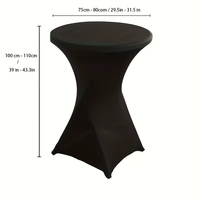 Nappe de table ronde noire extensible en spandex sur mesure pour cocktail de mariage, idéale pour banquets, fêtes et décoration de bar