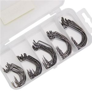 OEM 50pcs/box 5 크기 38105 고 탄소 강철 낚시 후크 가시 지그 후크 웜 소프트 미끼 센코 미끼 텍사스 리그 후크 키트 - Product Image 6