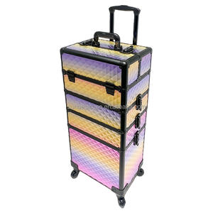 Nouvelle conception, valise à roulettes de maquillage 4 en 1, chariot avec divers compartiments et roues pour les artistes maquilleurs et les professionnels de la beauté - Product Image 4