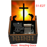 Boîte à musique sculptée en bois vintage Cadeau unique pour Noël/anniversaire/Saint Valentin Mélodie Amazing Grace Christian Music Songs