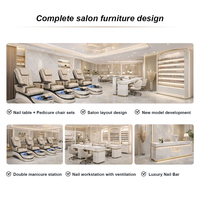 Meubles de salon de beauté Kangmei, design luxueux, table de manucure en marbre, poste de travail pour technicien, table de manucure avec collecteur de poussière