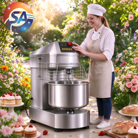 Mélangeur à pâte automatique double action double vitesse 2,5 kW 50 L en acier inoxydable 304 avec minuterie intelligente, batteur à farine commercial sur socle