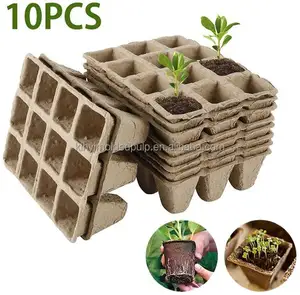 Custom Biodegradable Transplanter Pulp Paper Flower Plant Peat Pots Tray Planting Pot