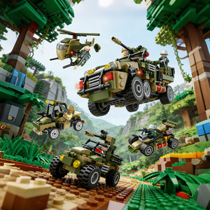 Juguete de Construcción de Bloques de Ladrillos Mini para Niños, Coche de Carreras Militar, Juego de Rompecabezas Multifuncional, Regalo para Fiestas - Product Image 4