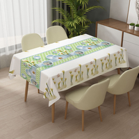 Nappe rectangulaire vert clair à motifs floraux en PVC, style Normcore, très résistante, pour anniversaire, facile à nettoyer, toile cirée – Grande Vente RNPT