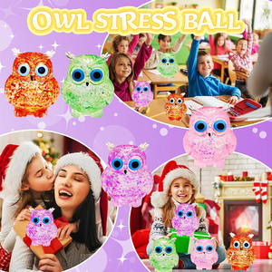 Purple TPR Owl <b>Squeeze</b> Toys Glitter Sensory Stress <b>Balls</b> Anxiety Relief Sugar Squishies <b>Balls</b> Hands Toys for Kids Adults - Product Image 2