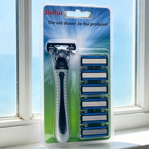 Juego de Afeitado Manual Jierui, 1 Maquinilla y 6 Cuchillas de Repuesto de 6 Capas para Afeitar la Cara y el Cuello de Hombres, Marca Privada con Licencia - Product Image 2