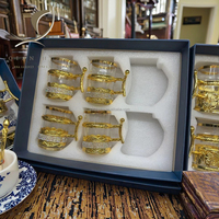 QIAN HU 2025 haute qualité expresso verre tasse à thé ensemble plaqué or métal Calla lys fleur décoration après-midi thé tasses et soucoupes