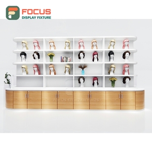 ตู้โชว์วิกผมพรีเมียม ไม้ กระจก ชั้นวางแบบลิ้นชัก พร้อมไฟ ตู้โชว์ร้านขายวิกผม - Product Image 2