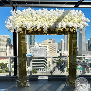 Backdrops de plástico acrílico moderno de pvc, decorações de arco de ouro para hotel, festa de casamento, eventos