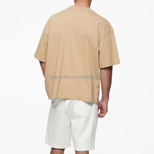 Camiseta de hombre de algodón de manga corta con hombros caídos, lisa, personalizada, de gran tamaño y peso pesado, para verano, al por mayor - Product Image 4