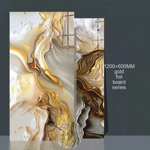 Esmalte dorado Color cálido 600X1200 Azulejos de mármol Diseño moderno para pared interior Baño Pared Sala de estar Piso Brillante para casa - Product Image 4