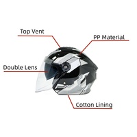 Casques de moto ouverts 3/4 personnalisés de qualité supérieure - Nouveaux casques de moto certifiés en ABS avec fermeture à dégagement rapide