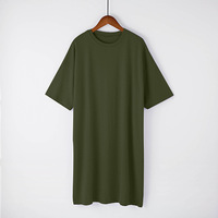 Vente en gros Robe basique en coton à manches courtes et col rond Robe t-shirt décontractée en coton uni et ample Robe chemise oversize col en O pour femmes