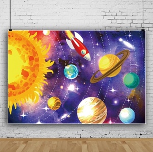 Latar Belakang Fotografi Ulang Tahun Bertema Luar Angkasa 7*5 kaki, Banner Astronaut dan Roket untuk Pesta Ulang Tahun Anak - Product Image 4