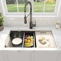 Livraison gratuite Évier de cuisine encastré 32x19 en acier inoxydable noir avec accessoires