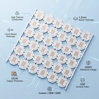 Base en aluminium pour LED, PCB MCPCB, épaisseur de la plaque 1,2 mm, cuivre 25 µm, finition de surface OSP pour LED haute puissance