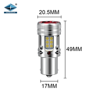 25W Led 3030 Lampe de voiture 1156 Ampoule Canbus Ventilateur P21W Feu de freinage 1157 3157 BA15S Système d'éclairage automatique universel