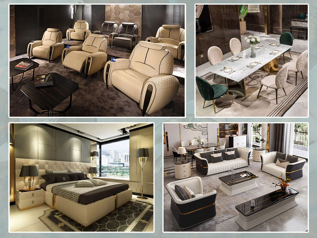 モダンな57シーターチェスターフィールド高級ソファセット本革カナ