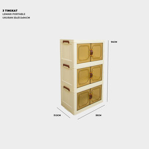 Armoire moderne à trois niveaux SC5532 pliable en plastique pour chambres minimalistes avec espace de rangement limité - Product Image 5