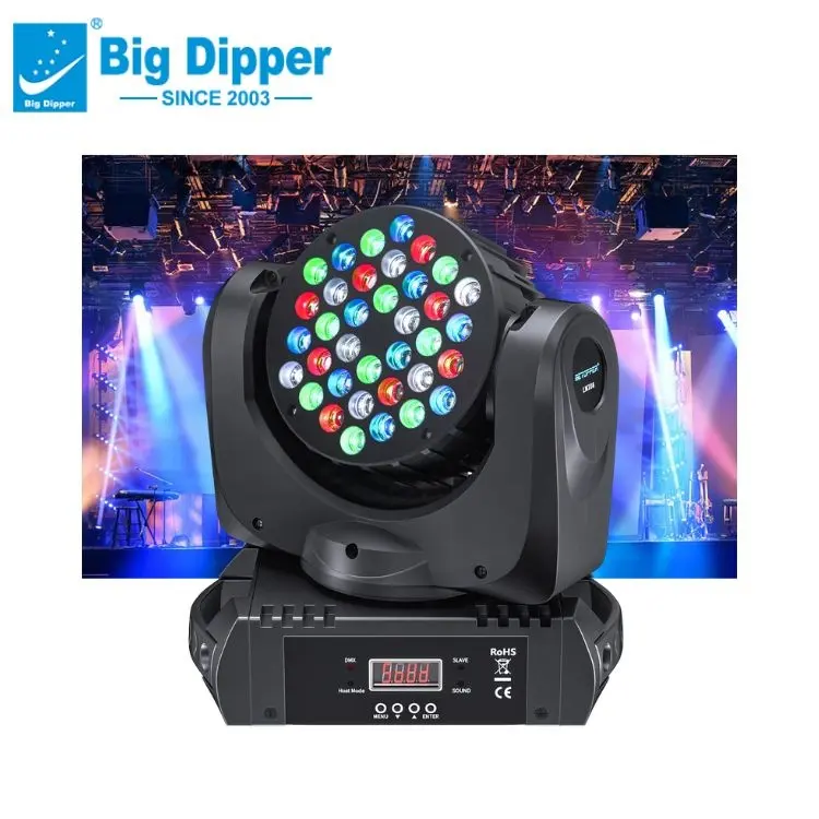 Big Dipper Original LM108 Led Beam Light 36*3W Led Stage Light Cabeza móvil Dj Sistema de iluminación