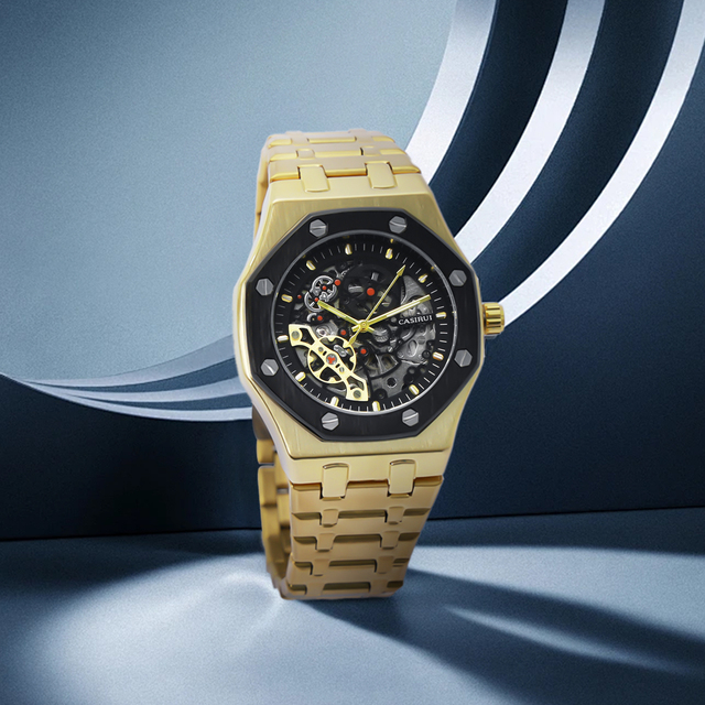 Top Brand Luxury Men's New Model Rose Gold Automatic Mechanical Watch Stainless Steel Waterproof Case with round Dial Window