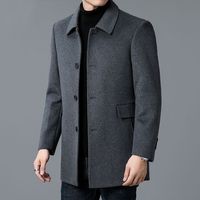 Manteau décontracté mi-long pour homme automne-hiver 2026 – Qualité supérieure, coupe ample, revers, simple boutonnage, style professionnel et tendance