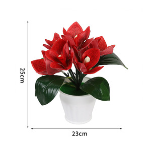 Nouvelle Plante Artificielle Orchidée Cymbidium en Pot 23x25cm, Décoration de Mariage Réaliste, Verdure - Product Image 5