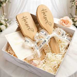 <b>Personalised</b> Wooden <b>Hair</b> <b>Brush</b>, Air Cushion <b>Brush</b> with Engraved Name, Custom Bridesmaid Proposal Gift, Wedding Favors - Product Image 3