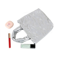 Mini sac fourre-tout métallique brillant, sac à main en cuir PU souple pour organiser le bureau, idéal pour les voyages et les trajets quotidiens
