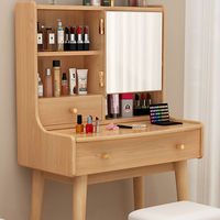 Table de toilette en bois sur mesure avec miroir et tiroirs, table de maquillage de luxe pour chambre à coucher avec miroir éclairé