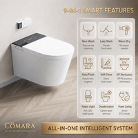 Nouvelle toilette intelligente murale en céramique blanche, désodorisation automatique, télécommande, cuvette allongée, drainage en P-trap, design moderne