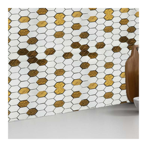 Bán Buôn Mô Hình Nhỏ Cao Cấp Lục Giác Sáng Bóng Kết Hợp Màu Vàng Gốm Sứ Mosaics Thiết Kế Thời Trang Hình Lục Giác Mosaics Cho Trang Trí - Product Image 1