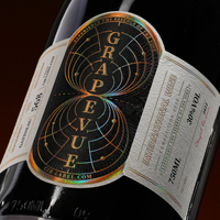 Autocollants personnalisés en papier texturé avec gaufrage à chaud doré et UV sélectif pour bouteilles et étiquettes de vin - Logo personnalisé imprimé à l'encre métallisée