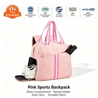 Sac de transport matelassé rose personnalisé avec logo pour raquettes de sport, padel et pickleball pour femmes