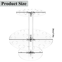 Support à cônes de crème glacée en acrylique PMMA transparent à 2 niveaux et 24 trous, épaisseur 3 mm, pour mariages, fêtes, buffets