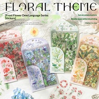 Pack d'autocollants style Ins 'Frost Flower Dew Whisper' en PET imperméable, motifs floraux, pour matériel de journalisation DIY et base de collage décoratif