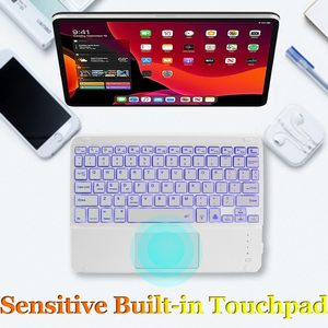 Teclado Alemán Árabe <span class=keywords><strong>Qwertz</strong></span>, Teclado Bluetooth para Teléfono Inteligente, Teclado Bluetooth con Luz para iPad - Product Image 1