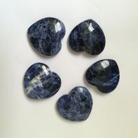 Batu Sodalite Bentuk Hati, Kristal Biru Poles, Batu Genggam Bentuk Hati untuk Meditasi, Dekorasi Rumah, Grosir