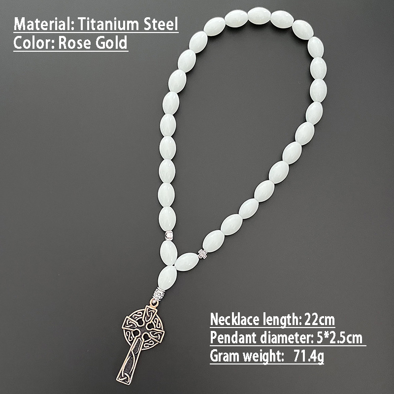 2025 Russian Orthodox Cross Rosary Alloy Car Mirror Pendant