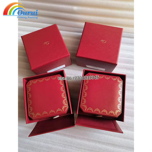 Red Rectangle Leatherette <b>Watch</b> Box With Faux Suede Interior Button Closure Protective <b>Case</b> - Product Image 6