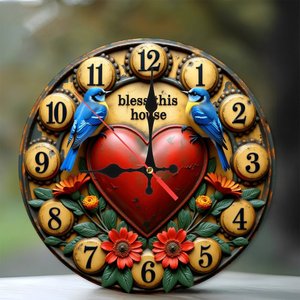 Round Wooden Wall <b>Clock</b> 25x25Cm Silent Non Ticking Decor For Shop Cafe Wall Hanging <b>Clock</b> - Product Image 2