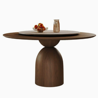 Table à manger rustique en bois massif, style médiéval, plateau pivotant, finition noyer, pour usage domestique, petits appartements, démontable, en bois
