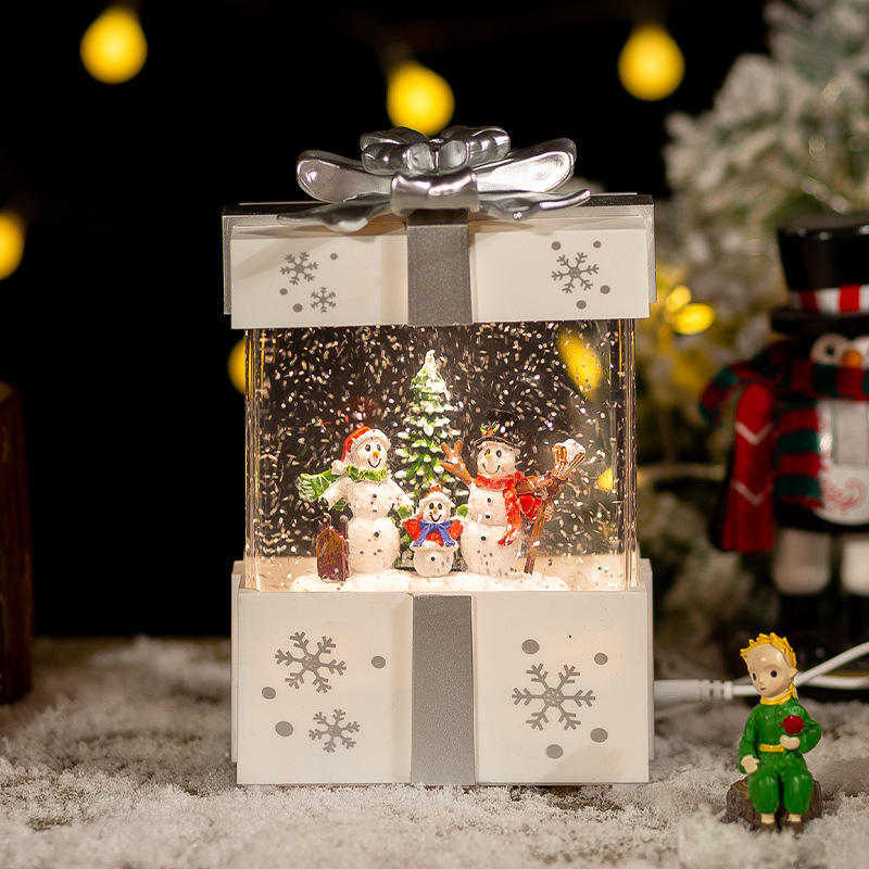 Large White Gift Box Snowman