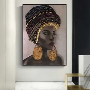 Decoratieve Olie Goudfolie Beroemde Persoonlijkheid Schilderen Luxe Afrikaanse Naakte Vrouwen Schilderijen En Muur Kunst