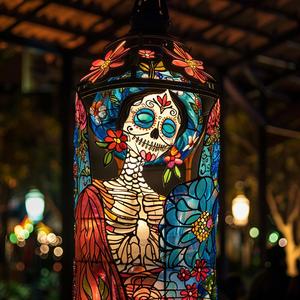 Giorno dei morti stile Punk <span class=keywords><strong>messico</strong></span> lanterne di seta Fiesta Party decorazioni impermeabili all'aperto arredamento tradizionale festivo illuminazione - Product Image 2